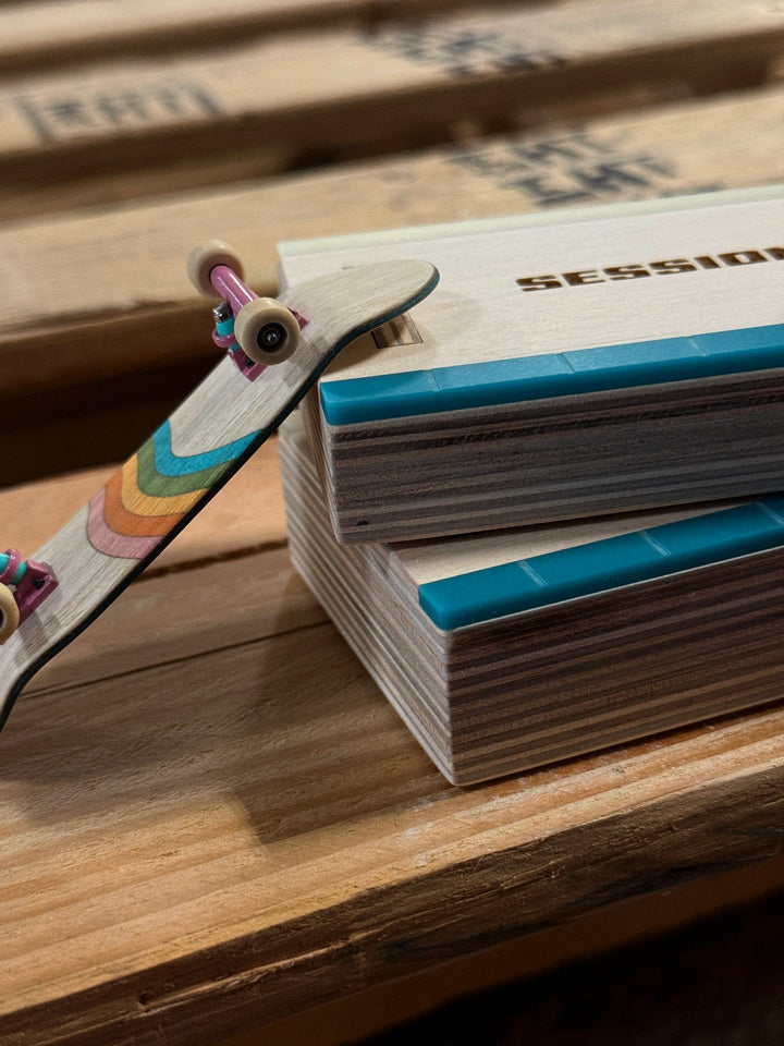 Session Fingerboards Pocket Manual Pad - Mini Wooden Fingerboard Obstacle with Acrylic Coping