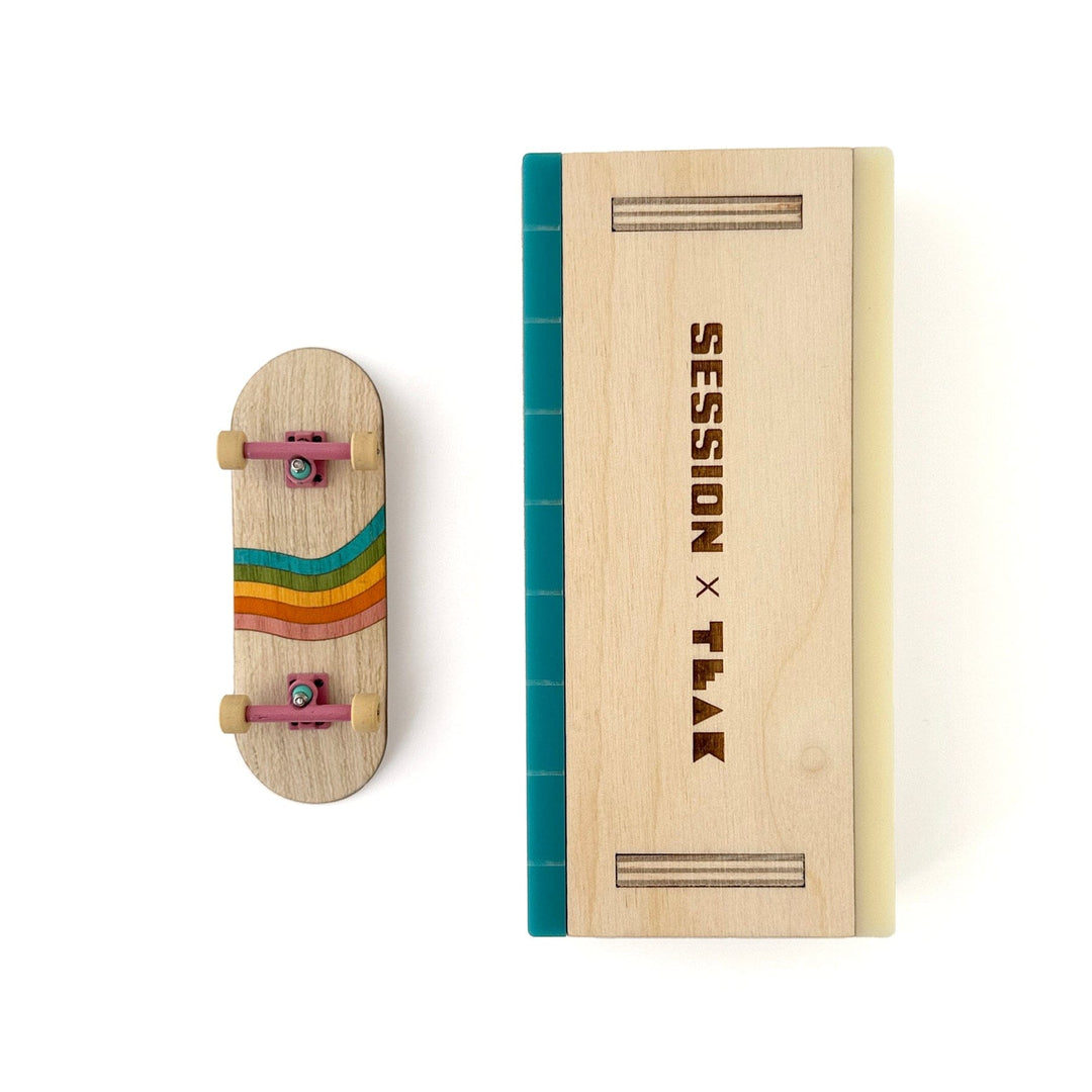Session Fingerboards Pocket Manual Pad - Mini Wooden Fingerboard Obstacle with Acrylic Coping
