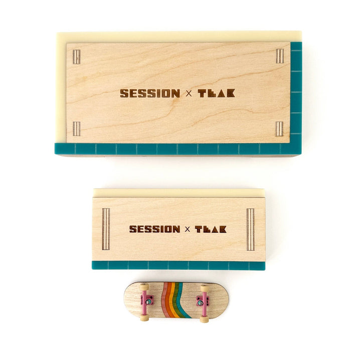 Session Fingerboards Pocket Manual Pad - Mini Wooden Fingerboard Obstacle with Acrylic Coping