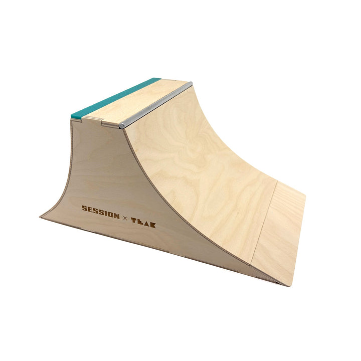 Session Fingerboards The Wall XL - Double Quarter Pipe with a Wall Ride + Custom Matte Acrylic Brick and Aluminum Bar Coping