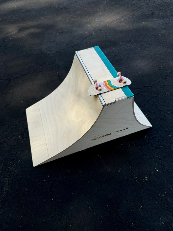 Session Fingerboards The Wall XL - Double Quarter Pipe with a Wall Ride + Custom Matte Acrylic Brick and Aluminum Bar Coping