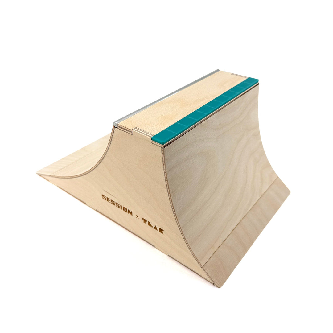 Session Fingerboards The Wall XL - Double Quarter Pipe with a Wall Ride + Custom Matte Acrylic Brick and Aluminum Bar Coping