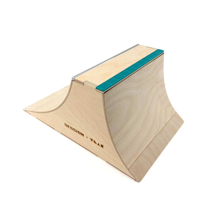 Session Fingerboards The Wall XL - Double Quarter Pipe with a Wall Ride + Custom Matte Acrylic Brick and Aluminum Bar Coping