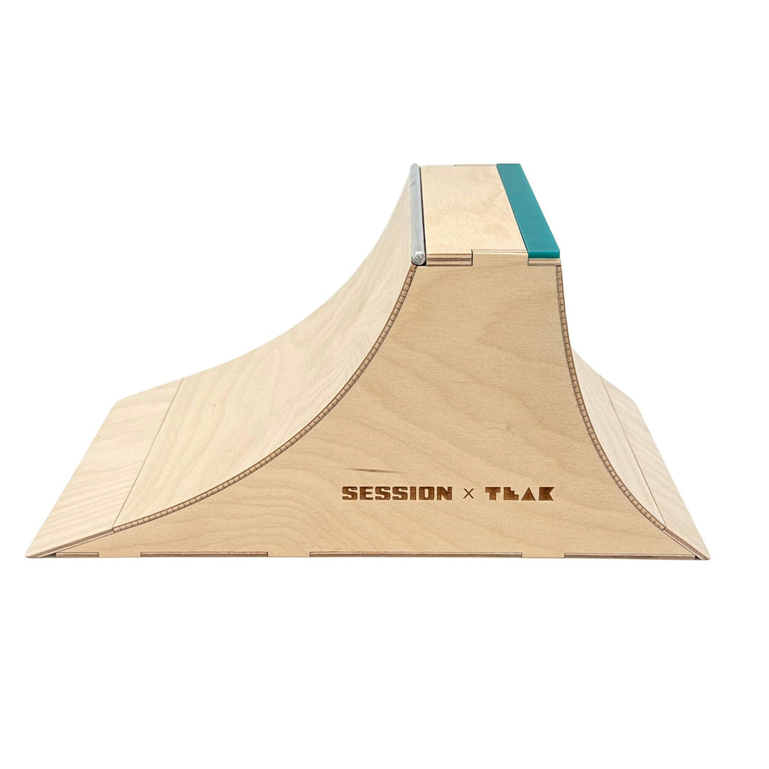 Session Fingerboards The Wall XL - Double Quarter Pipe with a Wall Ride + Custom Matte Acrylic Brick and Aluminum Bar Coping