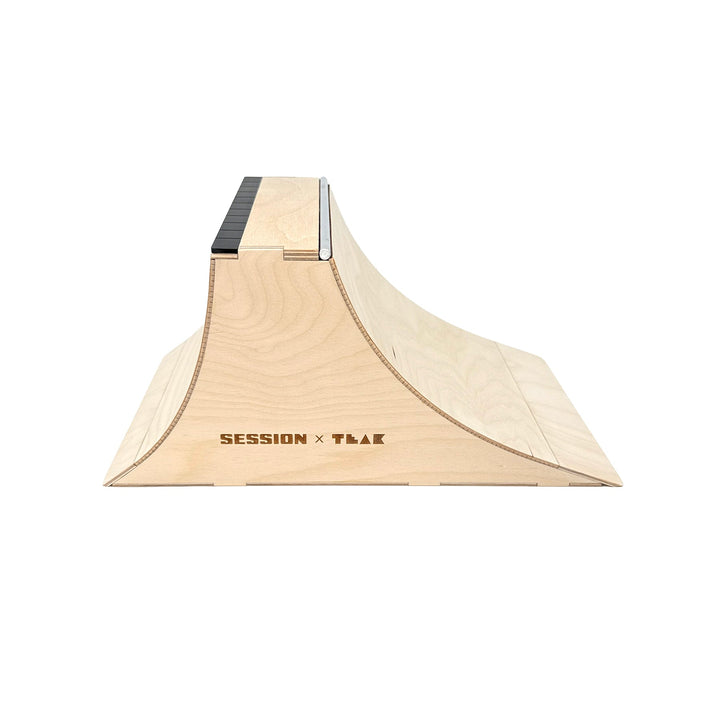 Session Fingerboards The Wall XL - Double Quarter Pipe with a Wall Ride + Custom Matte Acrylic Brick and Aluminum Bar Coping Black