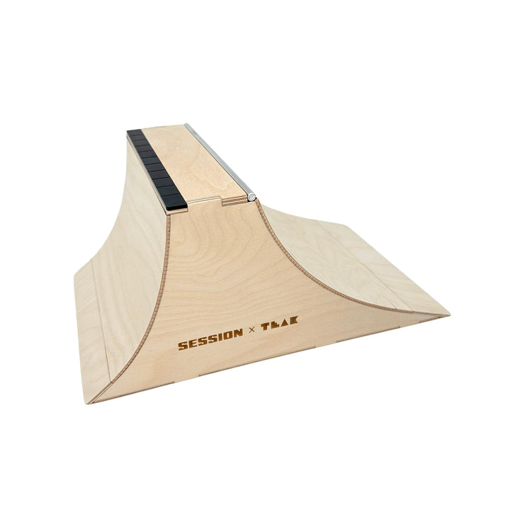 Session Fingerboards The Wall XL - Double Quarter Pipe with a Wall Ride + Custom Matte Acrylic Brick and Aluminum Bar Coping