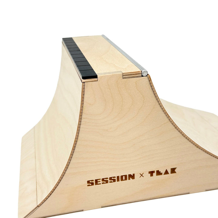 Session Fingerboards The Wall XL - Double Quarter Pipe with a Wall Ride + Custom Matte Acrylic Brick and Aluminum Bar Coping
