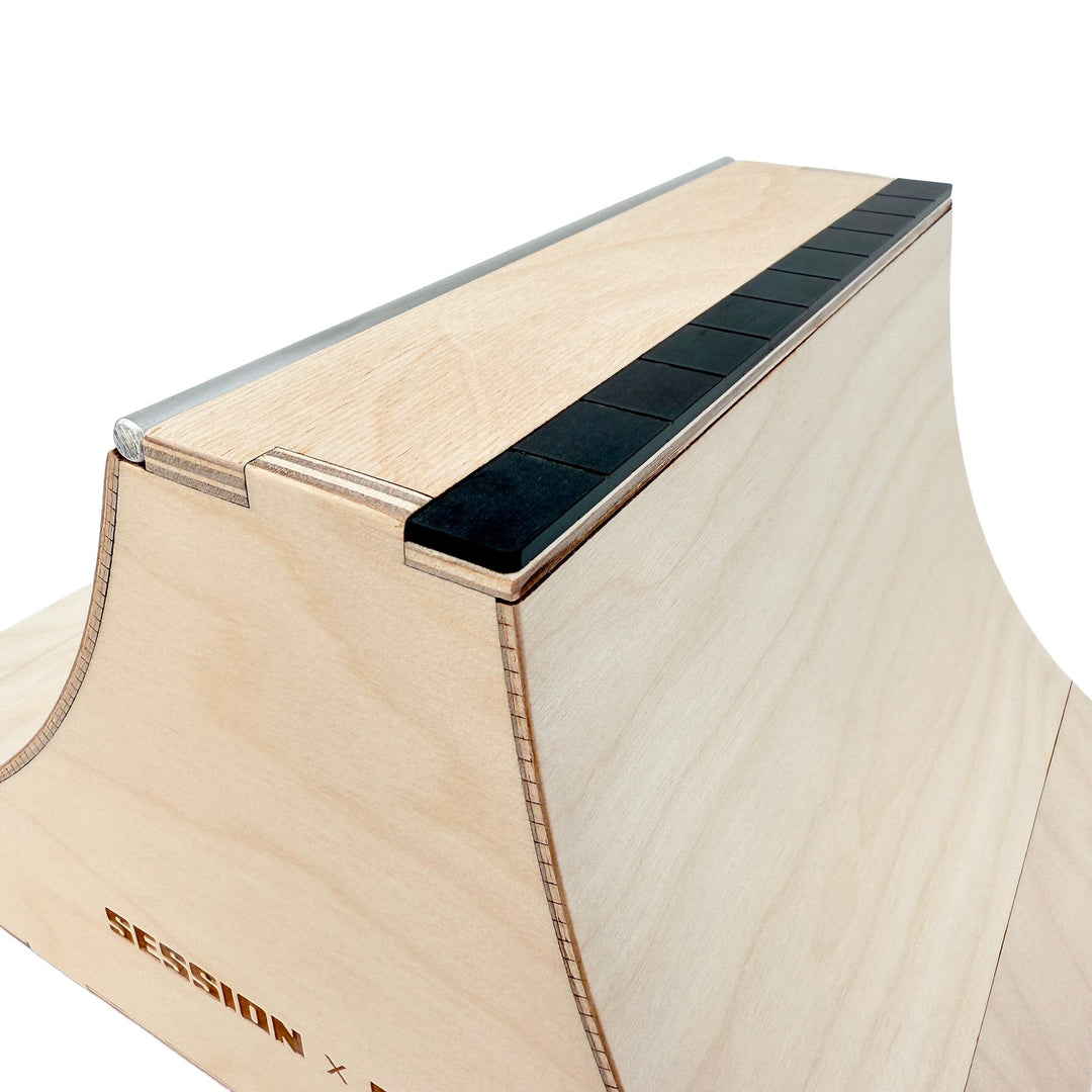 Session Fingerboards The Wall XL - Double Quarter Pipe with a Wall Ride + Custom Matte Acrylic Brick and Aluminum Bar Coping