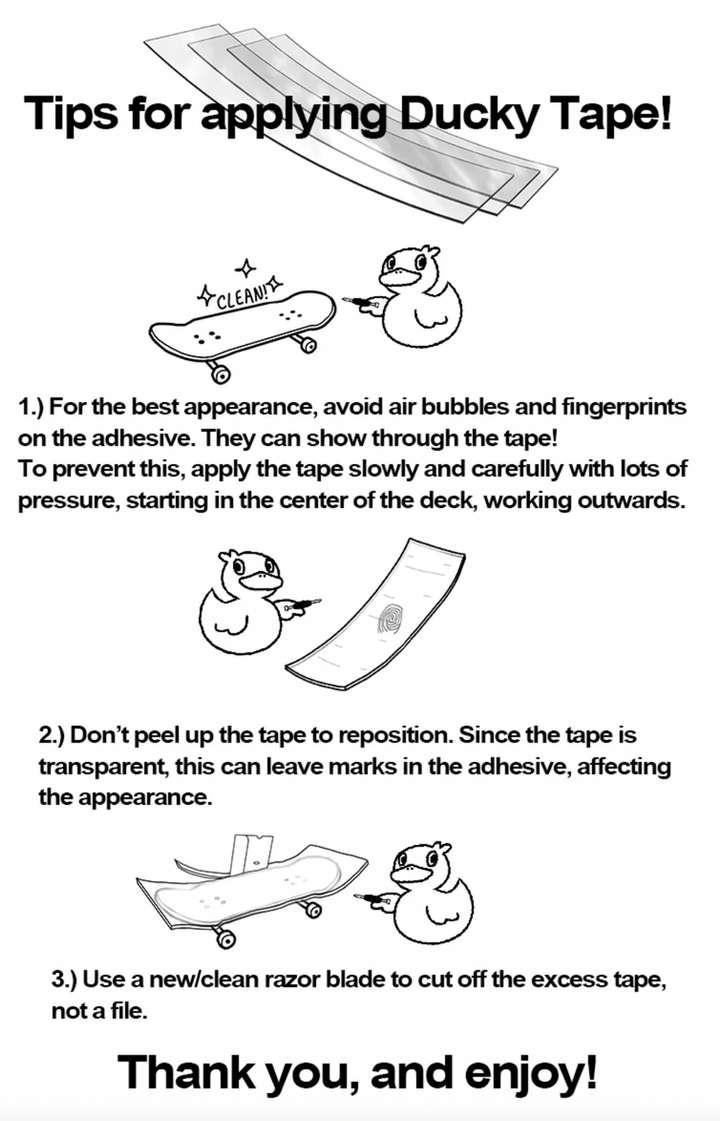 FlatFace Fingerboards 3PK Crystal Clear Ducky Tape - 0.2mm Clear Tape by Duck Decks