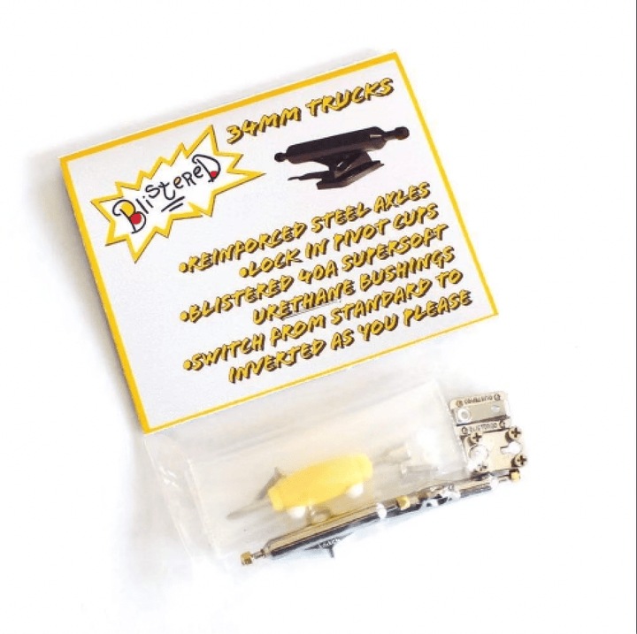 FlatFace Fingerboards 33mm Professional Blistered Fingerboard Trucks - Gold and Silver Chrome