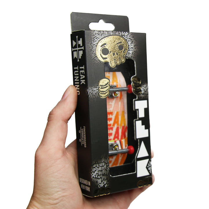 Teak Tuning Ohh Shape Prolific Gen2 Fingerboard Complete - "Teak Stack" Graphic - Gen2 Prodigy Trucks + Pro Duro Bubble Bushings