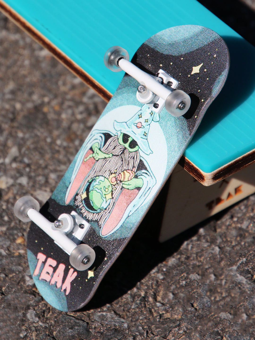 Teak Tuning 34mm Prolific Gen2 Fingerboard Complete - "Mystic Glow" Graphic - Gen2 Prodigy Trucks + Pro Duro Bubble Bushings