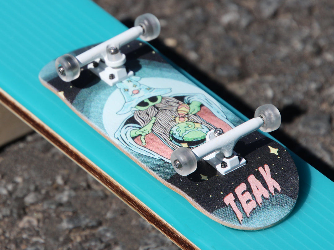 Teak Tuning 34mm Prolific Gen2 Fingerboard Complete - "Mystic Glow" Graphic - Gen2 Prodigy Trucks + Pro Duro Bubble Bushings