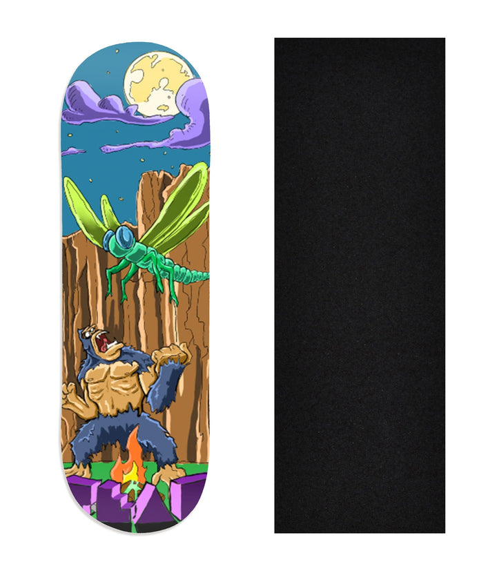 Teak Tuning Heat Transfer Graphic Wooden Fingerboard Deck, "Angry Ape" 29mm Deck
