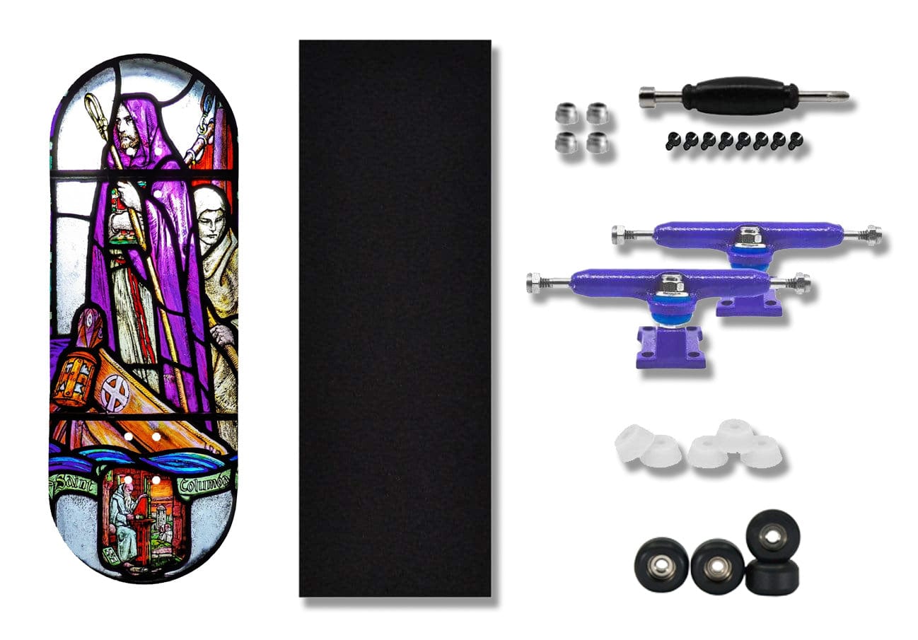 Teak Tuning Heat Transfer Graphic 34mm Fingerboard Complete - "St. Columbia Stained Glass" Edition
