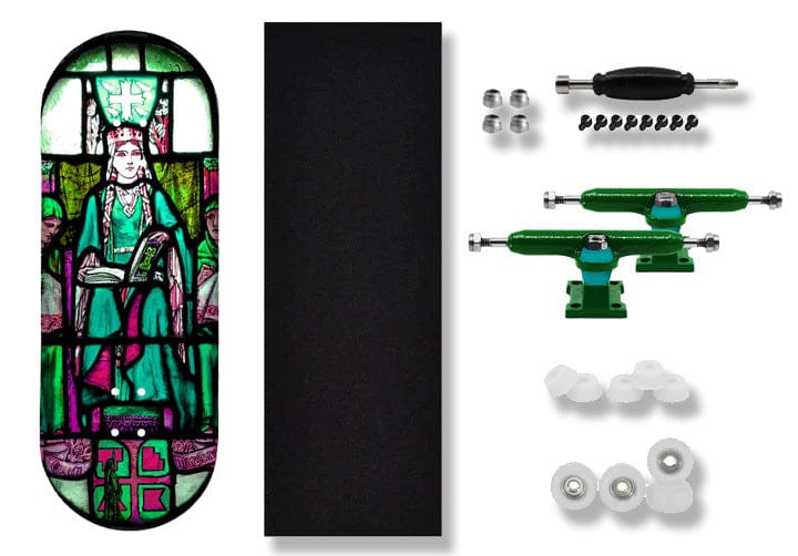Teak Tuning Heat Transfer Graphic 34mm Fingerboard Complete - "Queen Margaret Stained Glass" Edition