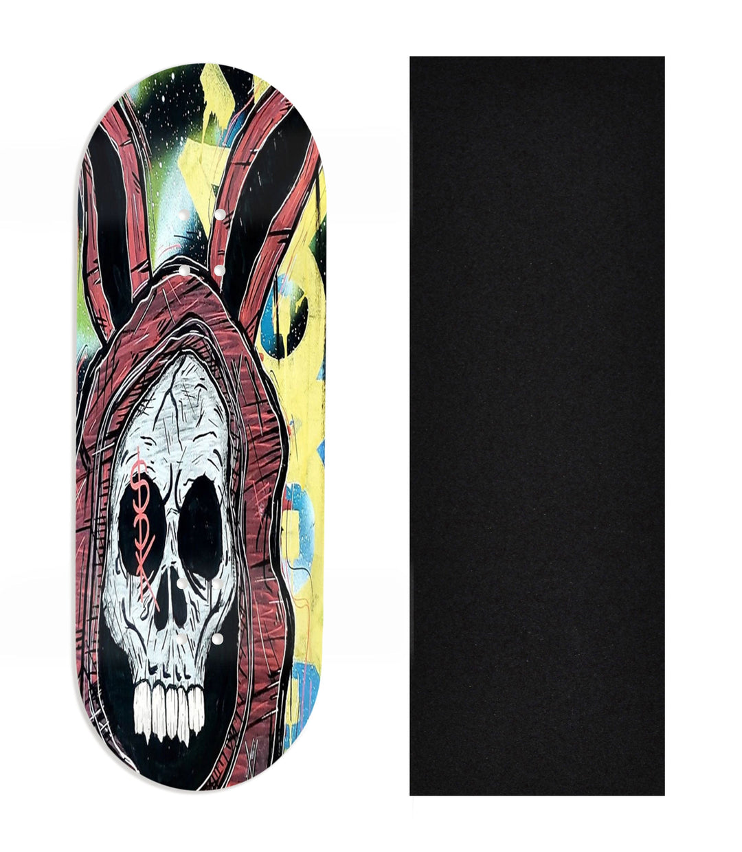 Teak Tuning Heat Transfer Graphic Wooden Fingerboard Deck, Design Contest 2024 Winner, @fingertheboard.fb - "Lurker" 32mm Deck