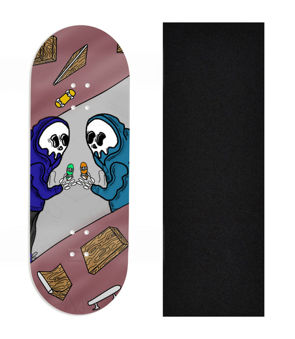 Heat Transfer Graphic Wooden Fingerboard Deck, Design Contest 2024 Winner, originalfingerking - "Grim Buds"