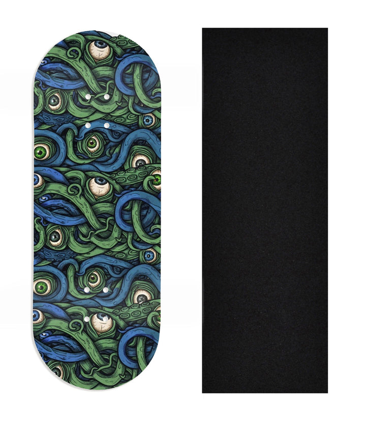Teak Tuning Heat Transfer Graphic Wooden Fingerboard Deck, Design Contest 2025 Winner, @Gringo27131 - "Tentacle Vision" 34mm Deck