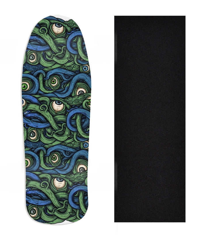 Teak Tuning Heat Transfer Graphic Wooden Fingerboard Deck, Design Contest 2025 Winner, @Gringo27131 - "Tentacle Vision" Carlsbad Cruiser Deck