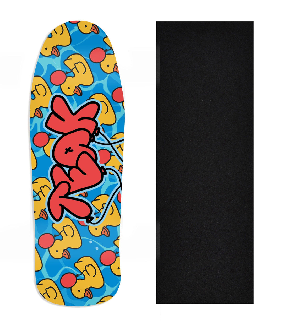 Teak Tuning Heat Transfer Graphic Wooden Fingerboard Deck, Design Contest 2025 Winner, @jakobrosedesign - "Quack Attack" Carlsbad Cruiser Deck