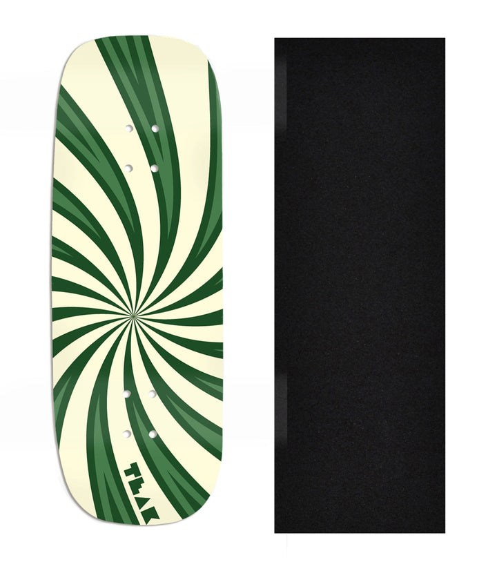 Teak Tuning Heat Transfer Graphic Wooden Fingerboard Deck, Design Contest 2025 Winner, @Sarah.Gall1 - "Radial Flow" Boxy Deck