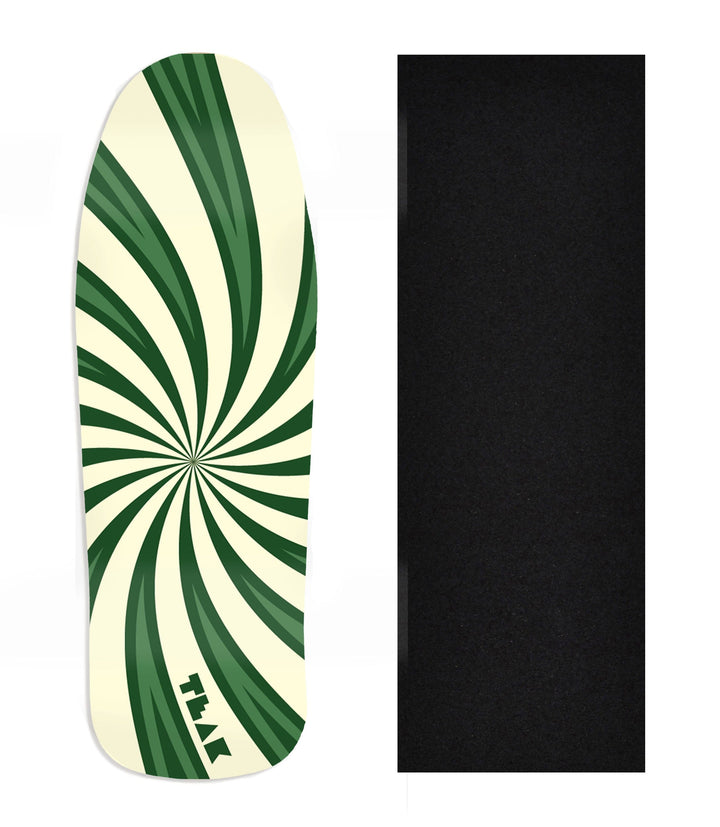 Teak Tuning Heat Transfer Graphic Wooden Fingerboard Deck, Design Contest 2025 Winner, @Sarah.Gall1 - "Radial Flow" Carlsbad Cruiser Deck