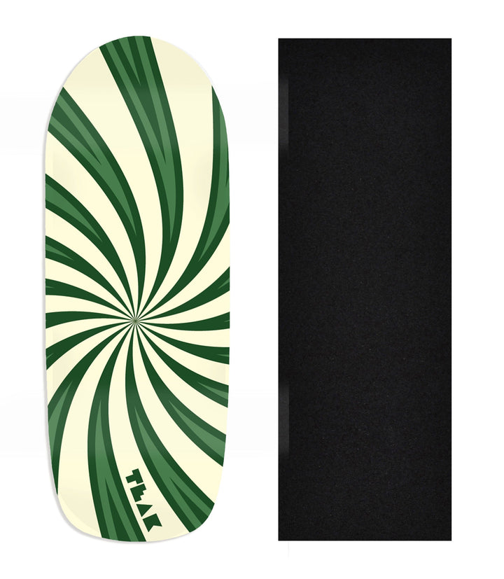 Teak Tuning Heat Transfer Graphic Wooden Fingerboard Deck, Design Contest 2025 Winner, @Sarah.Gall1 - "Radial Flow" Poolparty Deck