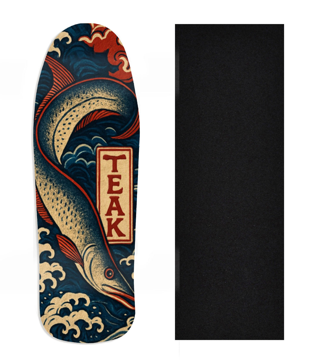 Teak Tuning Heat Transfer Graphic Wooden Fingerboard Deck, Design Contest 2025 Winner, @Simply.fs - "Rising Tide" Carlsbad Cruiser Deck