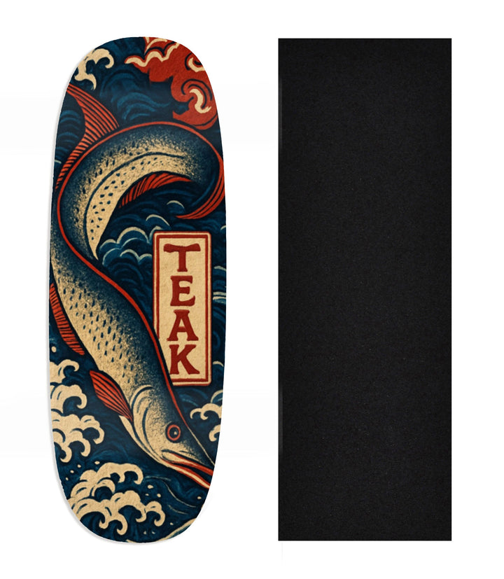 Teak Tuning Heat Transfer Graphic Wooden Fingerboard Deck, Design Contest 2025 Winner, @Simply.fs - "Rising Tide" Ohhh Deck