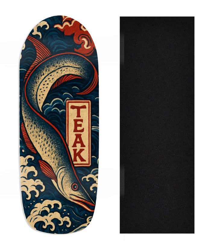 Teak Tuning Heat Transfer Graphic Wooden Fingerboard Deck, Design Contest 2025 Winner, @Simply.fs - "Rising Tide" Poolparty Deck