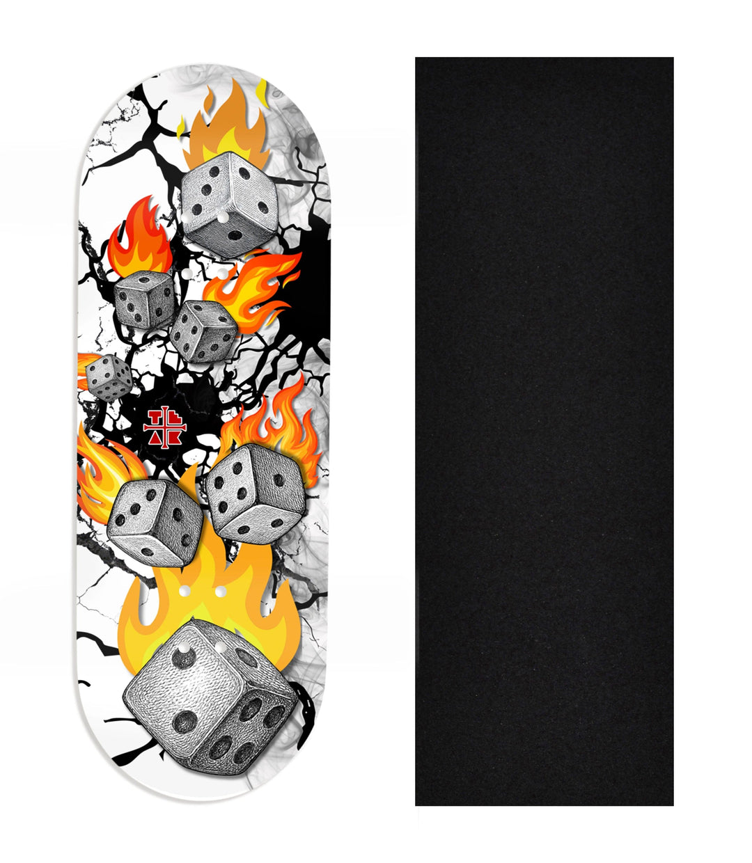 Teak Tuning Heat Transfer Graphic Wooden Fingerboard Deck, Design Contest 2025 Winner, @Connor_creates - "High Stakes" 32mm Deck