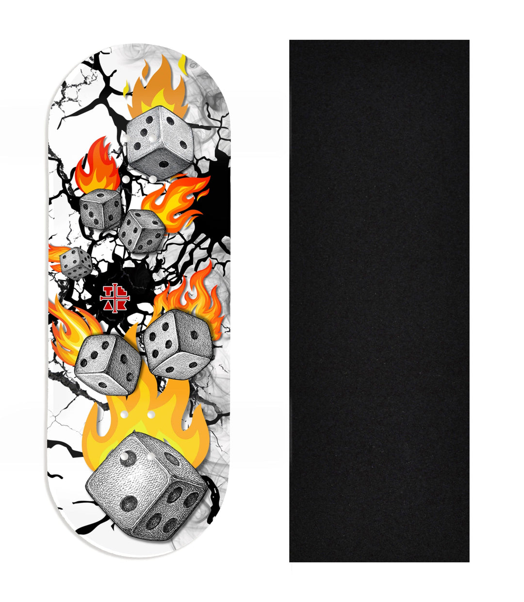 Teak Tuning Heat Transfer Graphic Wooden Fingerboard Deck, Design Contest 2025 Winner, @Connor_creates - "High Stakes" 34mm Deck