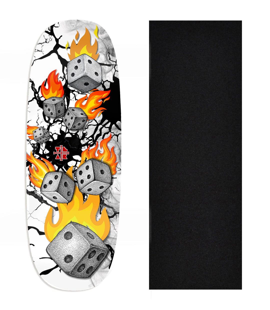 Teak Tuning Heat Transfer Graphic Wooden Fingerboard Deck, Design Contest 2025 Winner, @Connor_creates - "High Stakes" Ohhh Deck