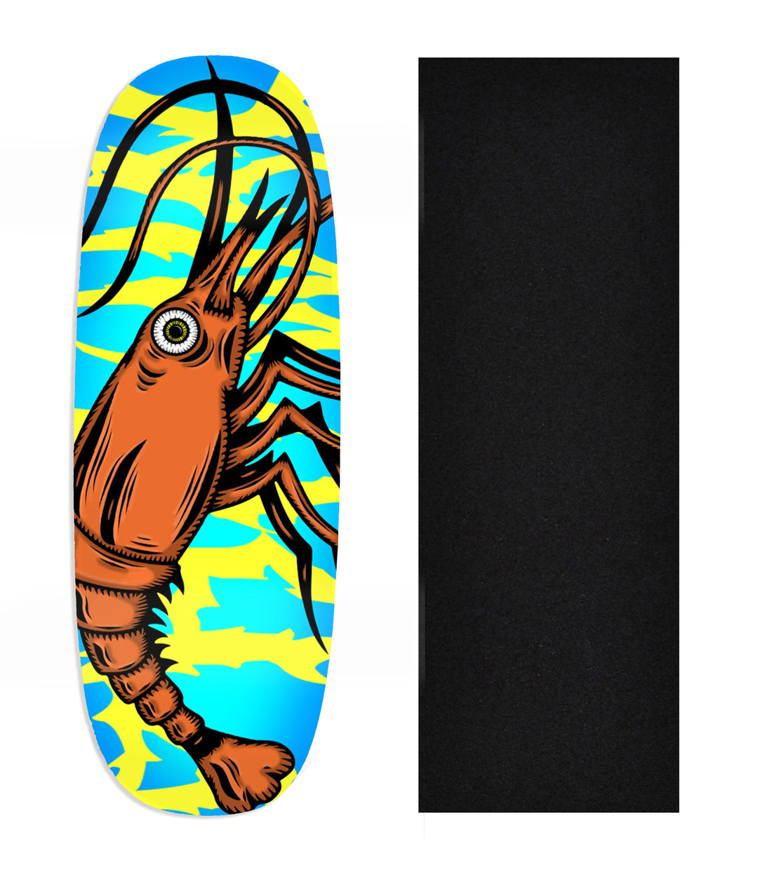 Teak Tuning Heat Transfer Graphic Wooden Fingerboard Deck, Design Contest 2025 Winner, @Shaun_Draws_Eyes - "Neon Shrimp" Ohhh Deck