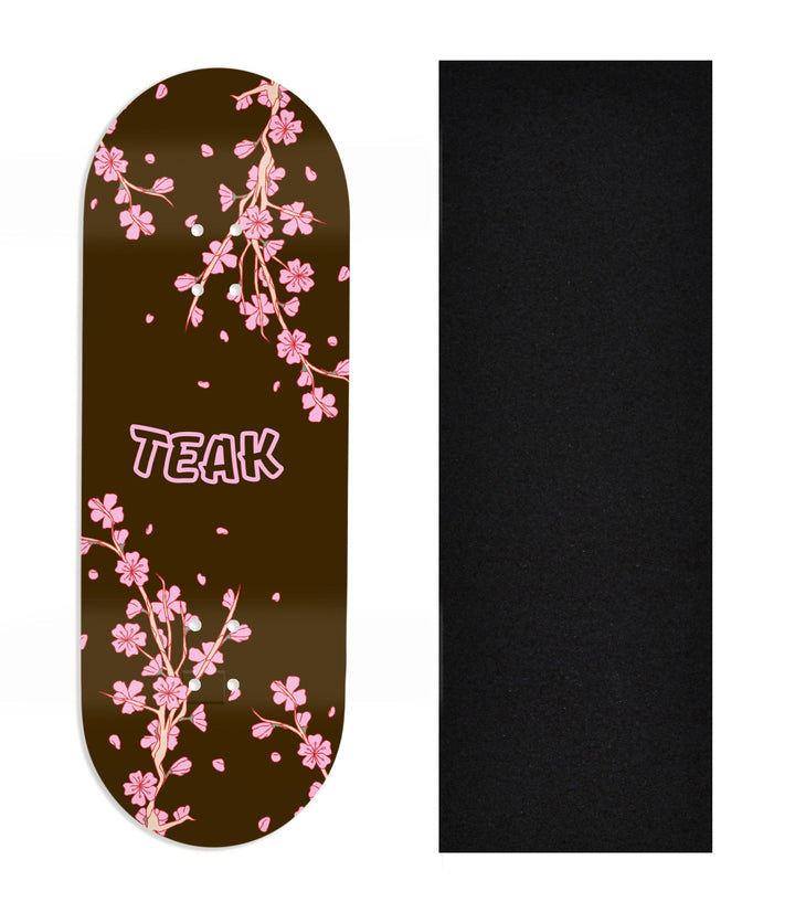 Teak Tuning Heat Transfer Graphic Wooden Fingerboard Deck, Design Contest 2025 Winner, @Holo.fb - "Blossom" 32mm Deck