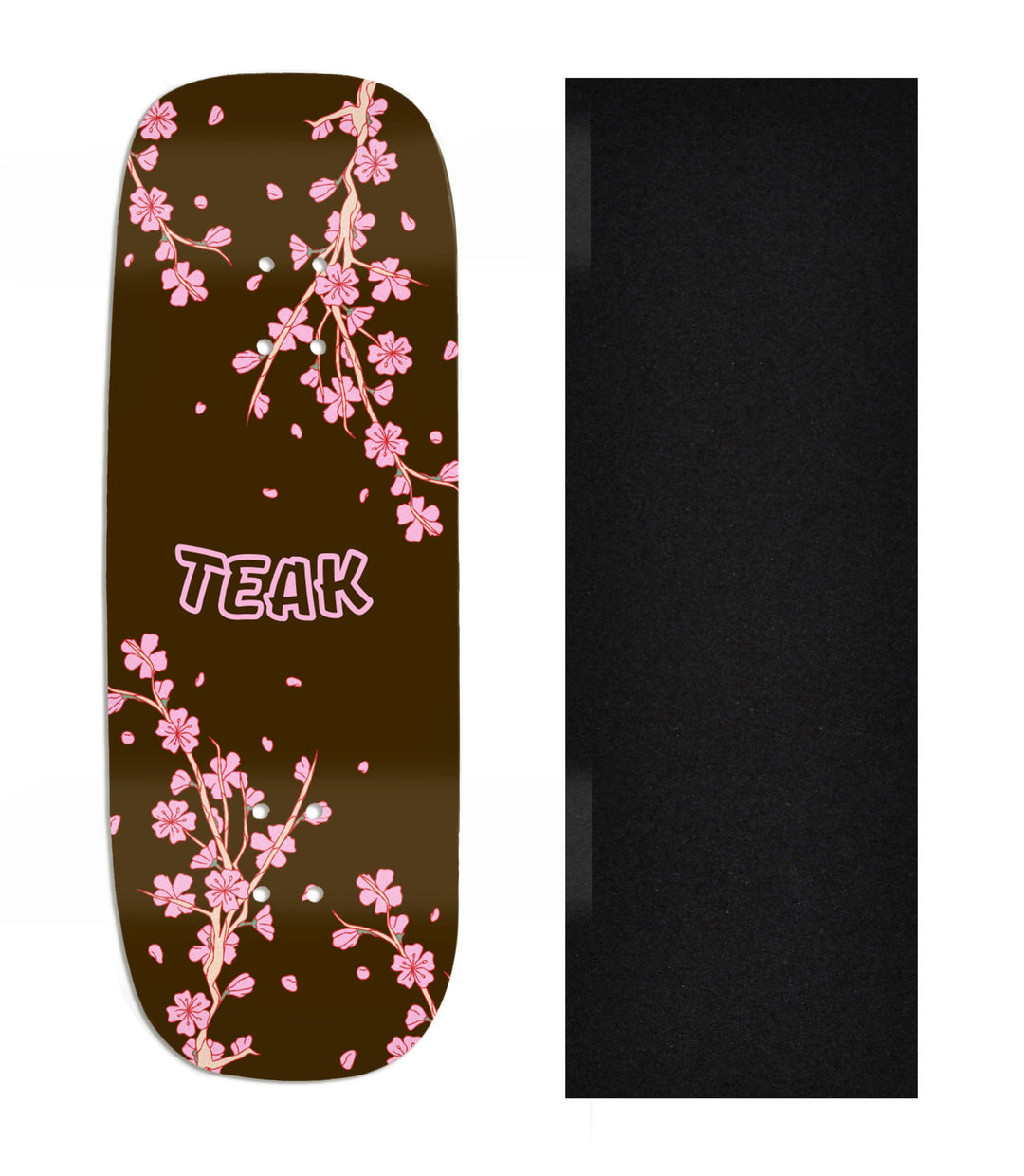 Teak Tuning Heat Transfer Graphic Wooden Fingerboard Deck, Design Contest 2025 Winner, @Holo.fb - "Blossom" Boxy Deck