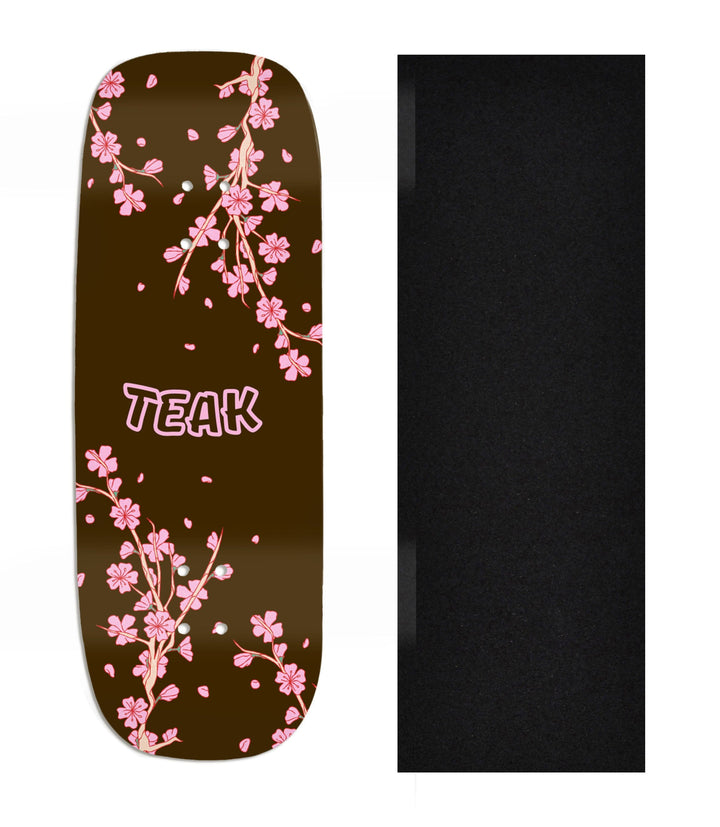 Teak Tuning Heat Transfer Graphic Wooden Fingerboard Deck, Design Contest 2025 Winner, @Holo.fb - "Blossom" Boxy Deck
