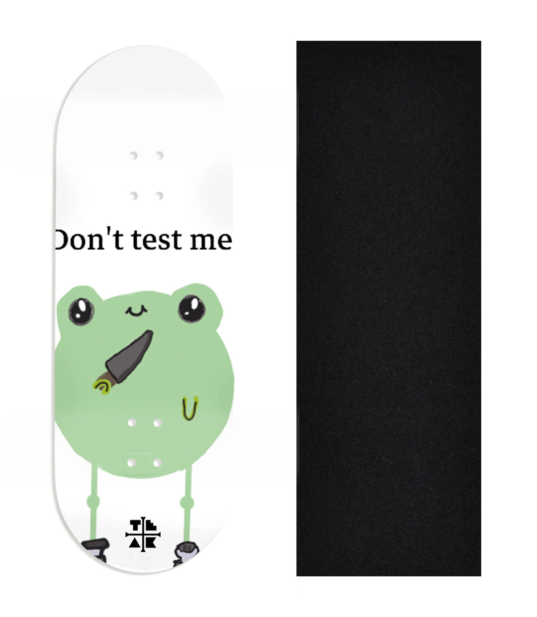 Teak Tuning Heat Transfer Graphic Wooden Fingerboard Deck, Design Contest 2025 Winner, Eddy G - "Don't Test Me" 32mm Deck