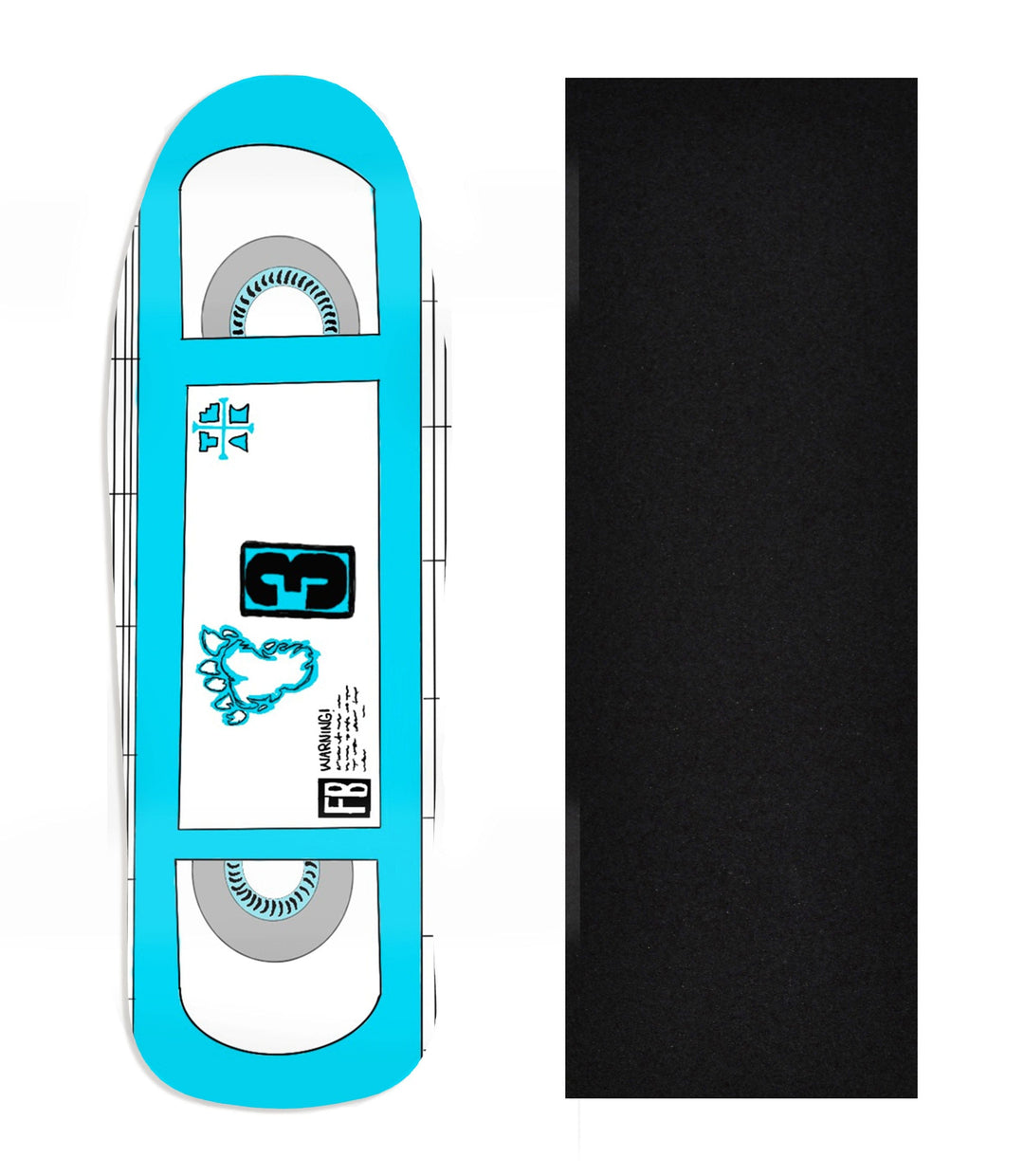 Teak Tuning Heat Transfer Graphic Wooden Fingerboard Deck, Design Contest 2025 Winner, @thefingerboardingdad - "VHS" Carlsbad Cruiser Deck