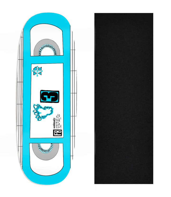 Teak Tuning Heat Transfer Graphic Wooden Fingerboard Deck, Design Contest 2025 Winner, @thefingerboardingdad - "VHS" Ohhh Deck