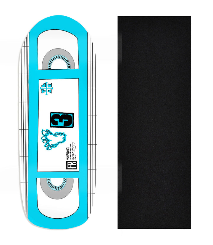 Teak Tuning Heat Transfer Graphic Wooden Fingerboard Deck, Design Contest 2025 Winner, @thefingerboardingdad - "VHS" Poolparty Deck