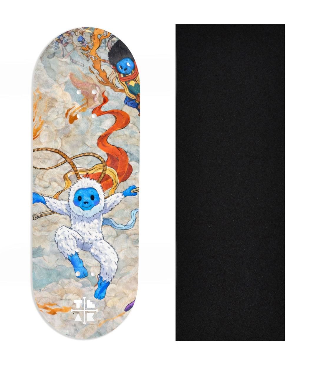 Teak Tuning Heat Transfer Graphic Wooden Fingerboard Deck, Design Contest 2025 Winner, @Fb.Frosty - "Cosmic Yeti" 32mm Deck