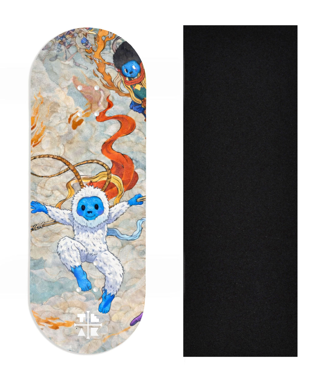 Teak Tuning Heat Transfer Graphic Wooden Fingerboard Deck, Design Contest 2025 Winner, @Fb.Frosty - "Cosmic Yeti" 34mm Deck