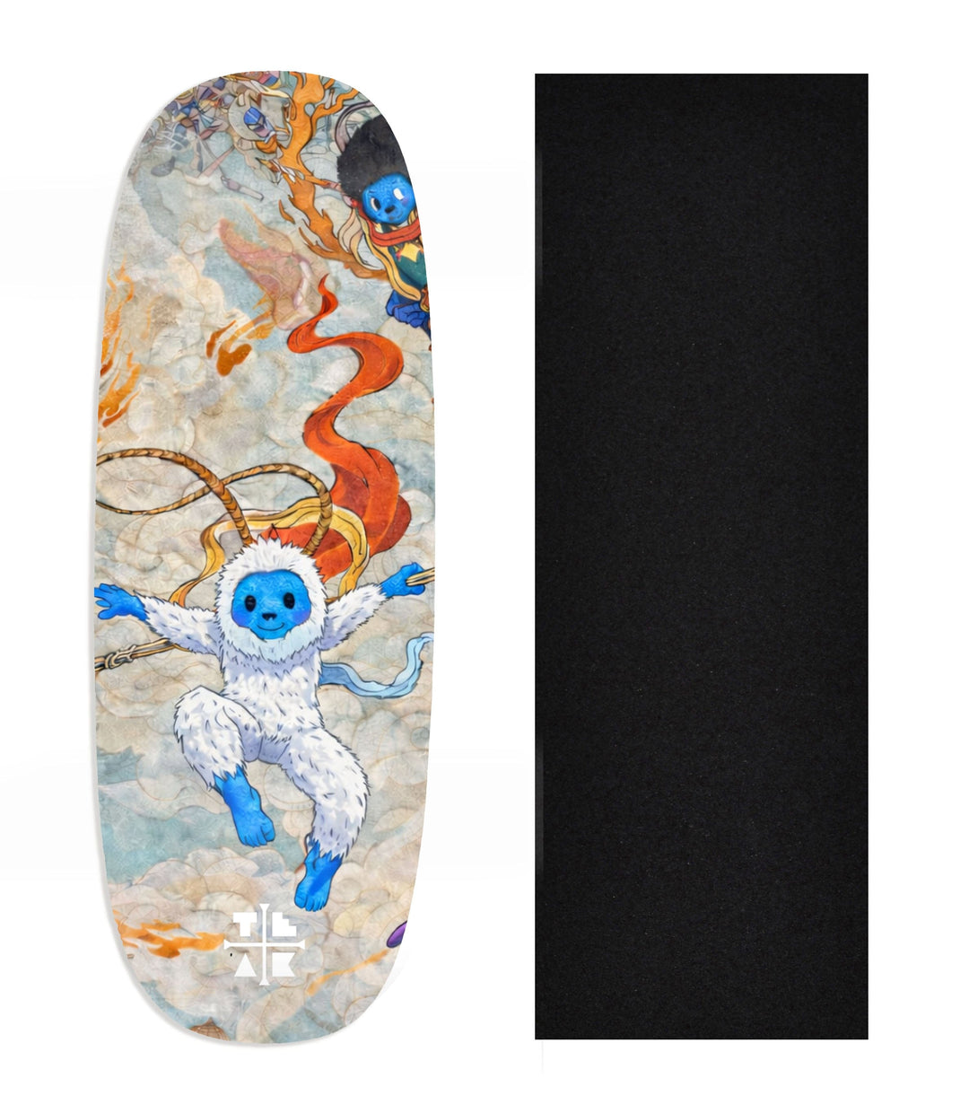 Teak Tuning Heat Transfer Graphic Wooden Fingerboard Deck, Design Contest 2025 Winner, @Fb.Frosty - "Cosmic Yeti" Ohhh Deck