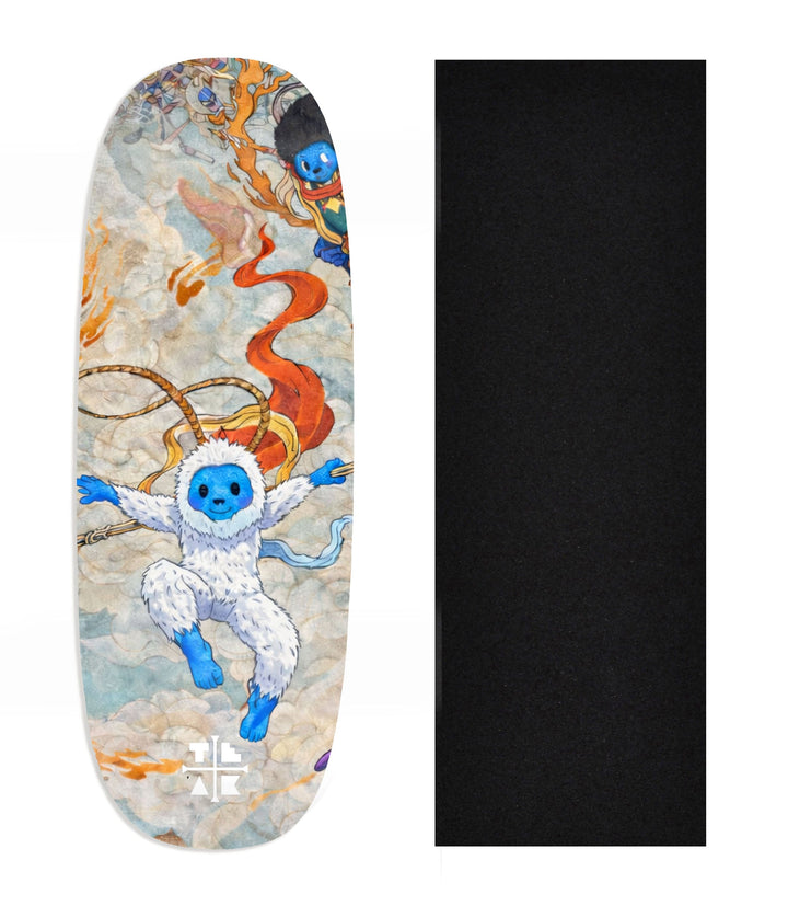 Teak Tuning Heat Transfer Graphic Wooden Fingerboard Deck, Design Contest 2025 Winner, @Fb.Frosty - "Cosmic Yeti" Ohhh Deck