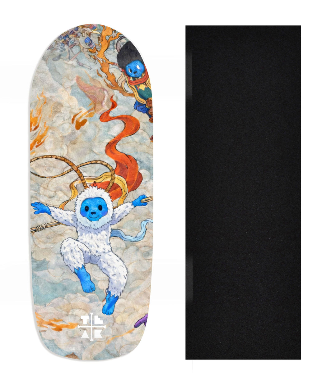 Teak Tuning Heat Transfer Graphic Wooden Fingerboard Deck, Design Contest 2025 Winner, @Fb.Frosty - "Cosmic Yeti" Poolparty Deck