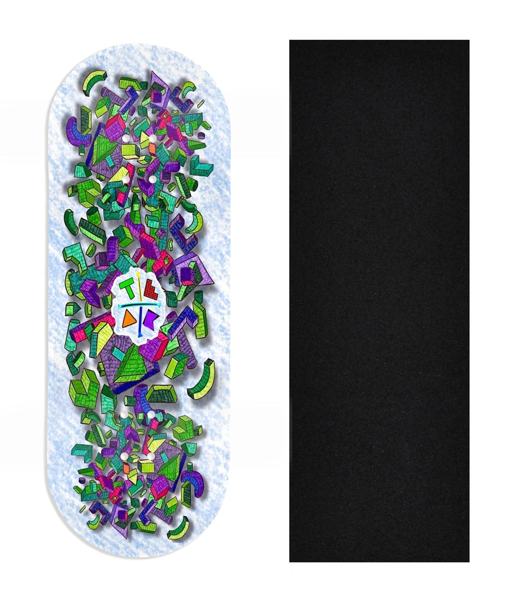 Teak Tuning Heat Transfer Graphic Wooden Fingerboard Deck, Design Contest 2025 Winner, @Connor_creates - "Shape Shift" 34mm Deck