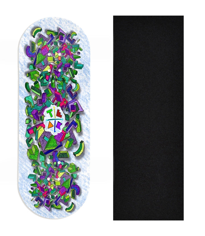 Teak Tuning Heat Transfer Graphic Wooden Fingerboard Deck, Design Contest 2025 Winner, @Connor_creates - "Shape Shift" 34mm Deck