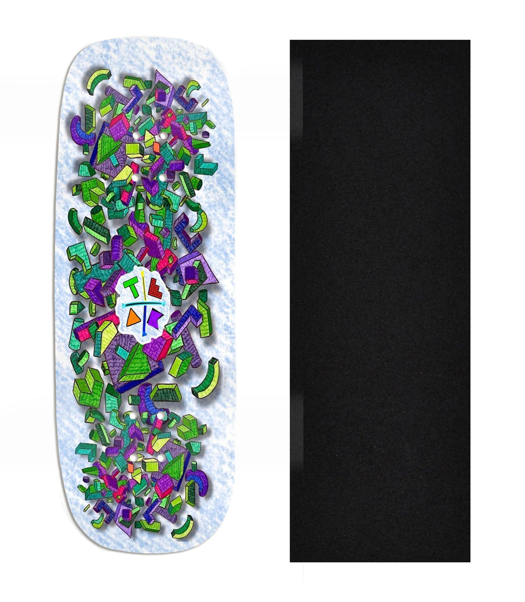 Teak Tuning Heat Transfer Graphic Wooden Fingerboard Deck, Design Contest 2025 Winner, @Connor_creates - "Shape Shift" Boxy Deck